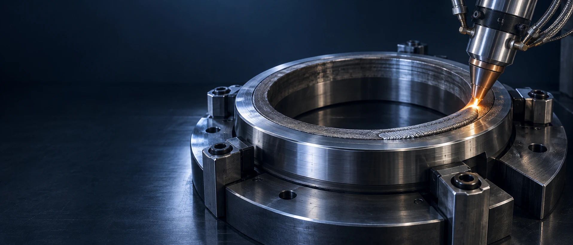 Concept rendering of localized laser deposition on a valve seat ring